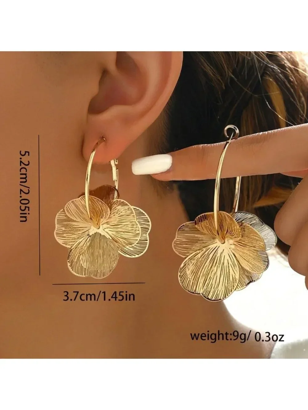Trendy Floral Dangle Hoop Earrings for Women | Statement Drop Jewelry Accessory